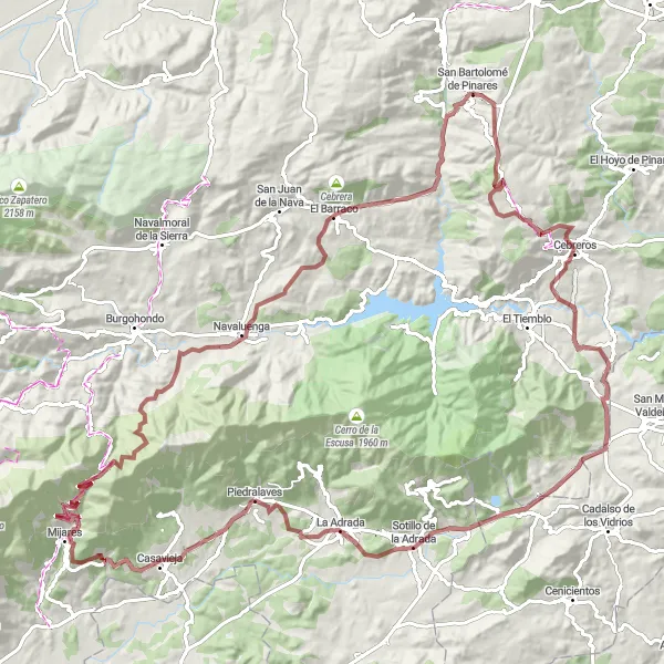 Map miniature of "Ultimate Gravel Challenge" cycling inspiration in Castilla y León, Spain. Generated by Tarmacs.app cycling route planner