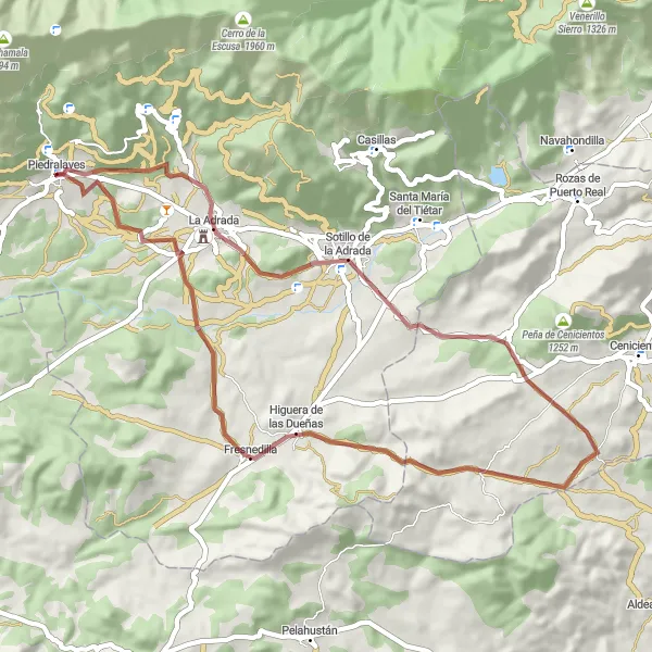 Map miniature of "Scenic Gravel Trek" cycling inspiration in Castilla y León, Spain. Generated by Tarmacs.app cycling route planner