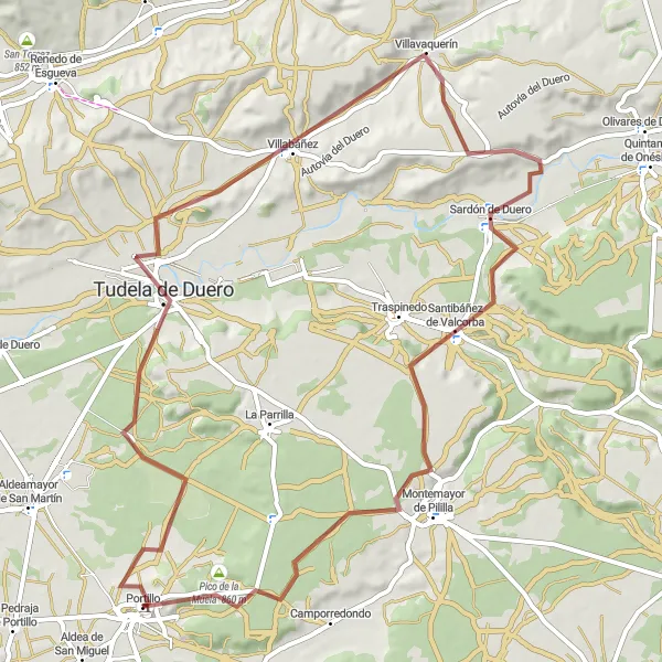 Miniaturekort af cykelinspirationen "Gruscykelrute til Pico de la Muela" i Castilla y León, Spain. Genereret af Tarmacs.app cykelruteplanlægger