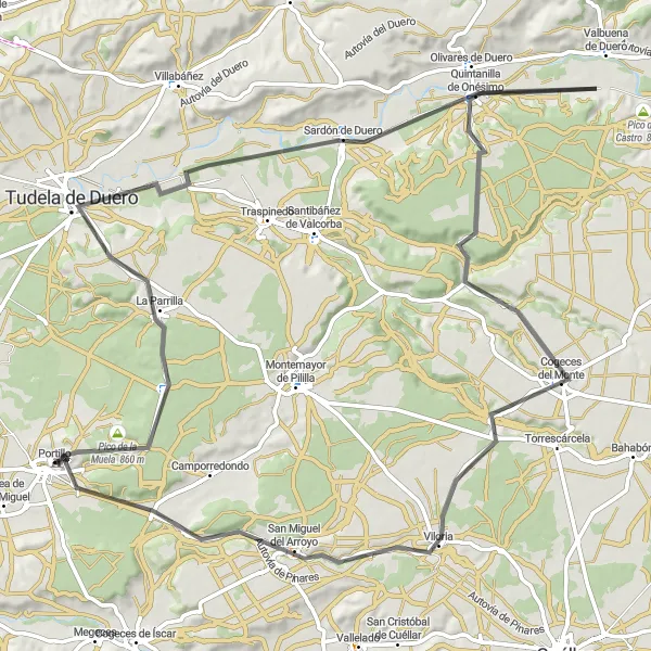 Miniaturekort af cykelinspirationen "Udfordrende racercykeltur med panoramaudsigt" i Castilla y León, Spain. Genereret af Tarmacs.app cykelruteplanlægger