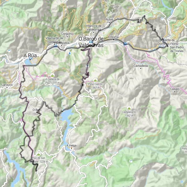 Map miniature of "Road Route with Legendary Climbs" cycling inspiration in Castilla y León, Spain. Generated by Tarmacs.app cycling route planner