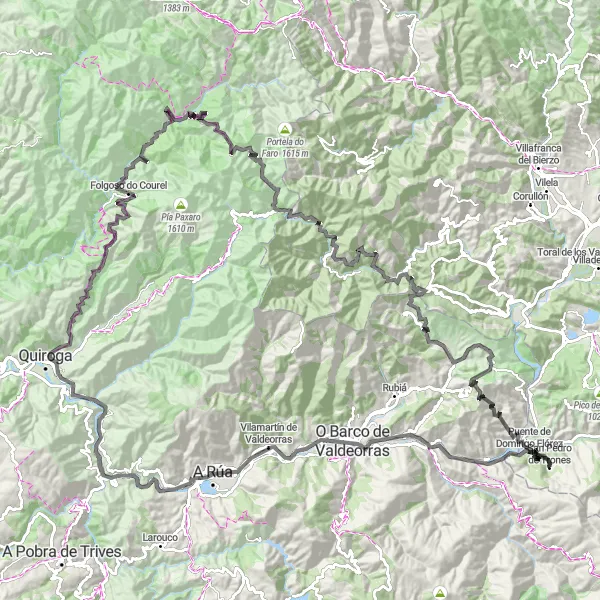 Miniatua del mapa de inspiración ciclista "Ruta de las Cumbres del Courel" en Castilla y León, Spain. Generado por Tarmacs.app planificador de rutas ciclistas