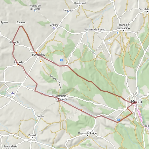 Miniatua del mapa de inspiración ciclista "Ruta de Gravel Turrubuelo-Barbolla-Castillejo de Mesleón" en Castilla y León, Spain. Generado por Tarmacs.app planificador de rutas ciclistas