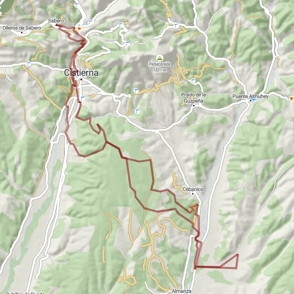 Map miniature of "Cistierna to Vidanes Adventure" cycling inspiration in Castilla y León, Spain. Generated by Tarmacs.app cycling route planner