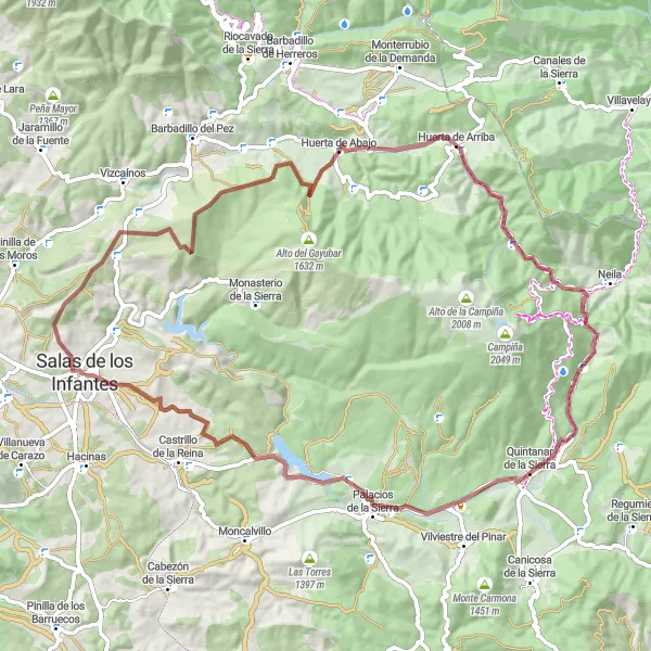 Map miniature of "Sierra de la Demanda Gravel Route" cycling inspiration in Castilla y León, Spain. Generated by Tarmacs.app cycling route planner