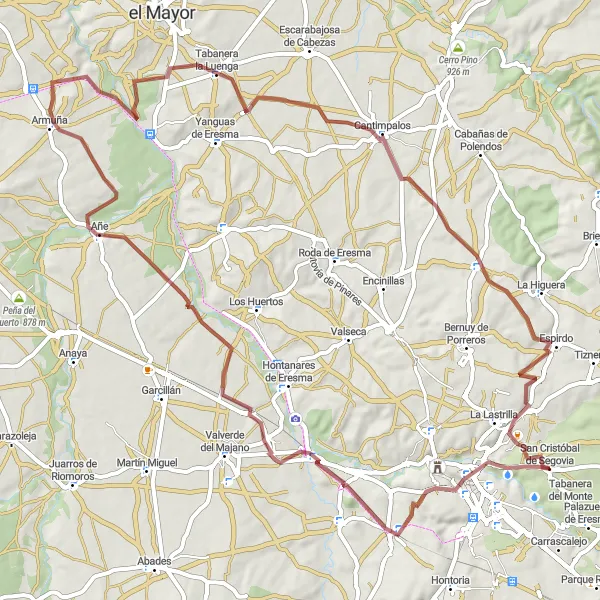 Miniatura mapy "Trasa w kierunku La Piedad i Añe" - trasy rowerowej w Castilla y León, Spain. Wygenerowane przez planer tras rowerowych Tarmacs.app