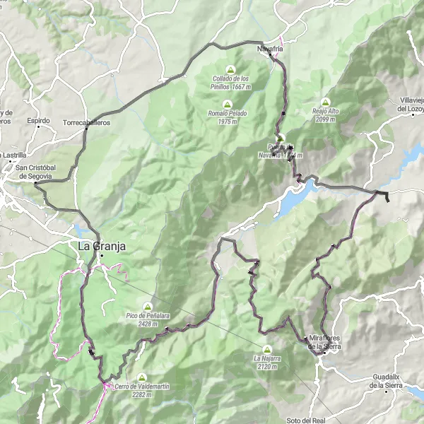 Map miniature of "Great Mountain Challenge" cycling inspiration in Castilla y León, Spain. Generated by Tarmacs.app cycling route planner