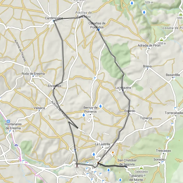 Map miniature of "Enchanting Road Tour" cycling inspiration in Castilla y León, Spain. Generated by Tarmacs.app cycling route planner