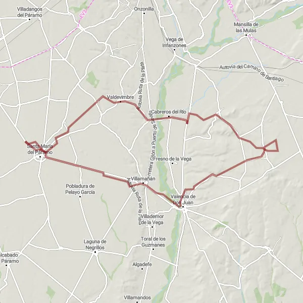 Map miniature of "Gravel Paradise" cycling inspiration in Castilla y León, Spain. Generated by Tarmacs.app cycling route planner