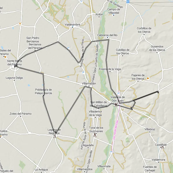 Map miniature of "Challenging Hills" cycling inspiration in Castilla y León, Spain. Generated by Tarmacs.app cycling route planner