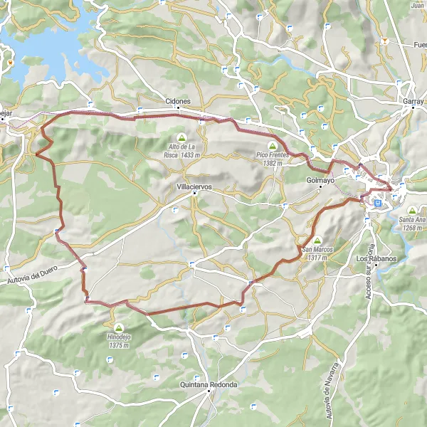 Map miniature of "Gravel Adventure in Soria" cycling inspiration in Castilla y León, Spain. Generated by Tarmacs.app cycling route planner