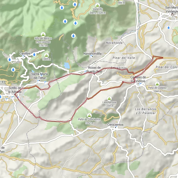 Map miniature of "The Sotillo de la Adrada Gravel Adventure" cycling inspiration in Castilla y León, Spain. Generated by Tarmacs.app cycling route planner
