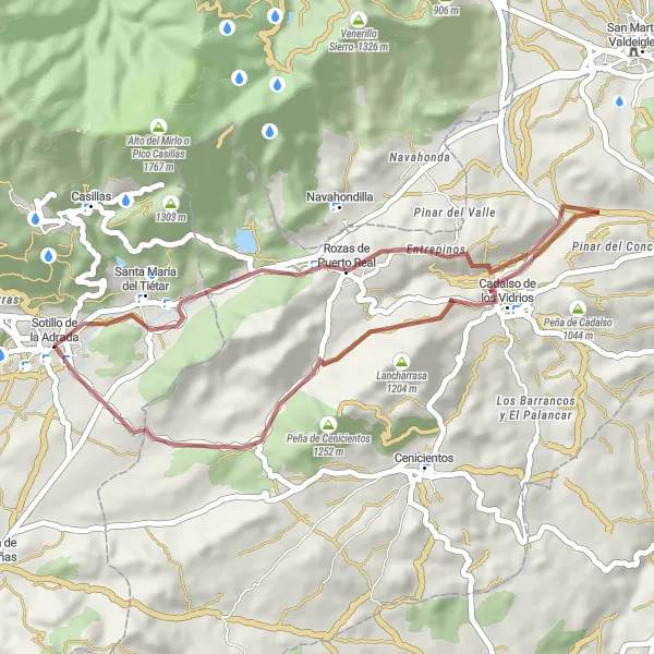 Miniatuurkaart van de fietsinspiratie "Gravel Fietsroute van Sotillo de la Adrada" in Castilla y León, Spain. Gemaakt door de Tarmacs.app fietsrouteplanner