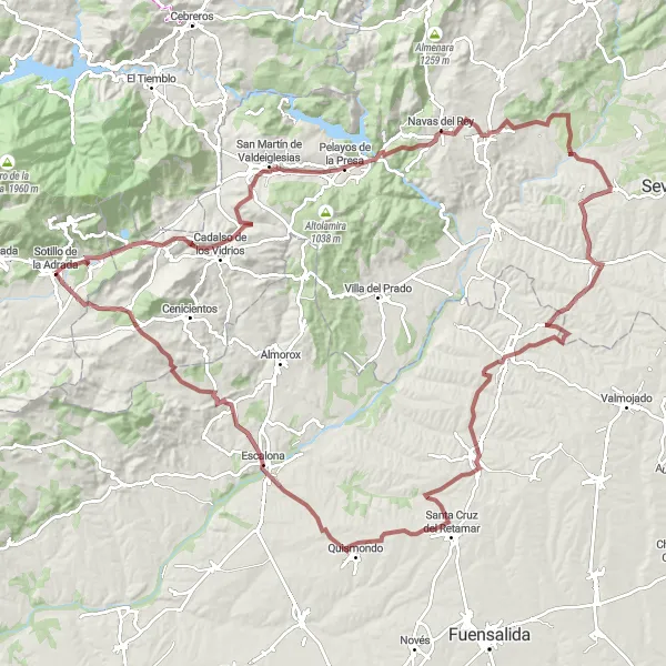 Map miniature of "Gravel Adventure: Sotillo to Paredes de Escalona" cycling inspiration in Castilla y León, Spain. Generated by Tarmacs.app cycling route planner