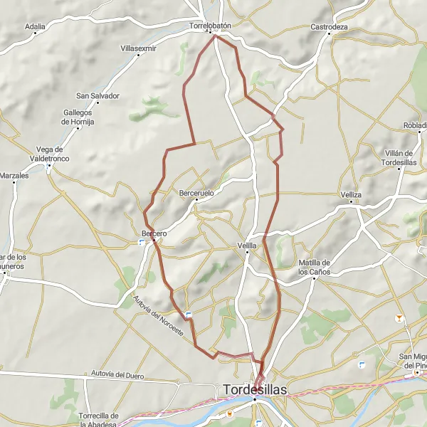 Miniatuurkaart van de fietsinspiratie "Kastelen en Landschappen Gravel Route" in Castilla y León, Spain. Gemaakt door de Tarmacs.app fietsrouteplanner