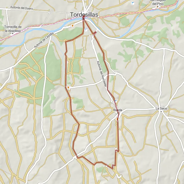 Map miniature of "Gravel Adventure to the Duero River Overlook" cycling inspiration in Castilla y León, Spain. Generated by Tarmacs.app cycling route planner