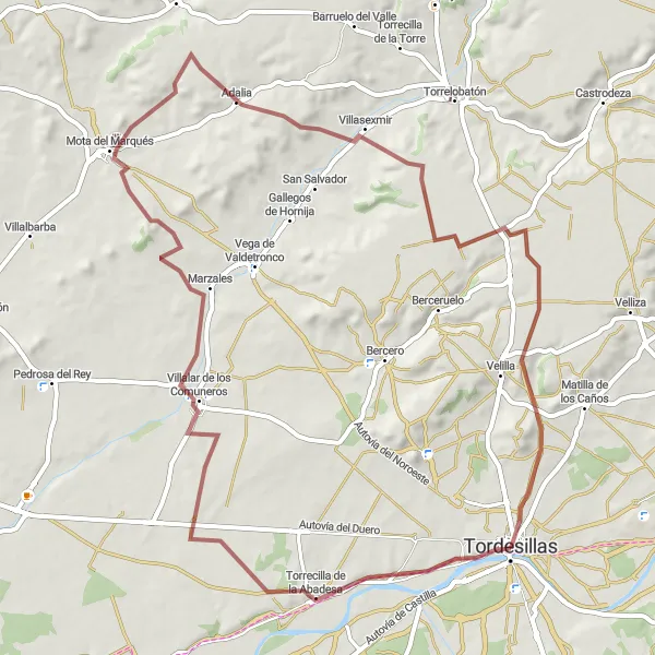 Miniatua del mapa de inspiración ciclista "Ruta de Las Comunidades" en Castilla y León, Spain. Generado por Tarmacs.app planificador de rutas ciclistas