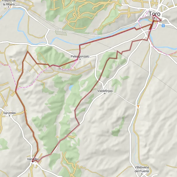 Map miniature of "Panoramic Views and Natural Treasures" cycling inspiration in Castilla y León, Spain. Generated by Tarmacs.app cycling route planner