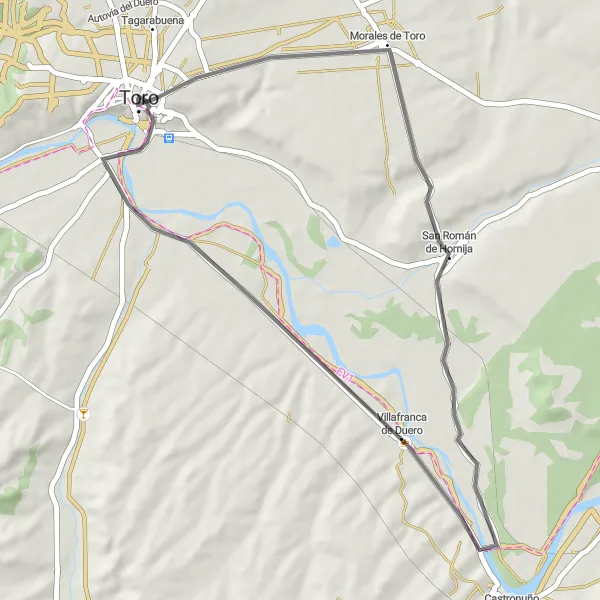 Map miniature of "Essence of Navarra" cycling inspiration in Castilla y León, Spain. Generated by Tarmacs.app cycling route planner