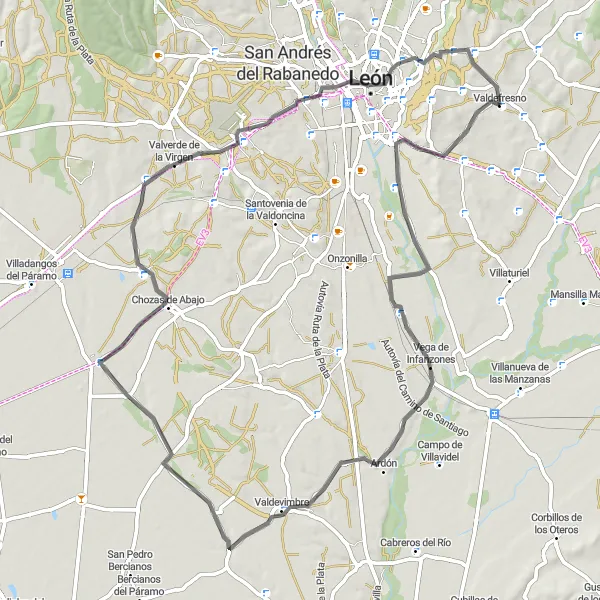 Map miniature of "Vega de Infanzones Circuit" cycling inspiration in Castilla y León, Spain. Generated by Tarmacs.app cycling route planner