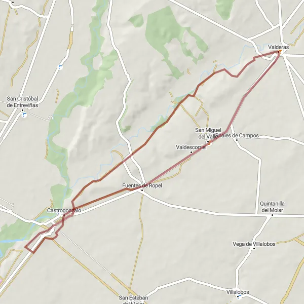 Map miniature of "San Miguel del Valle Adventure" cycling inspiration in Castilla y León, Spain. Generated by Tarmacs.app cycling route planner