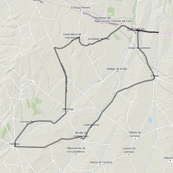 Miniatura mapy "Przejażdżka przez Castilla y León" - trasy rowerowej w Castilla y León, Spain. Wygenerowane przez planer tras rowerowych Tarmacs.app