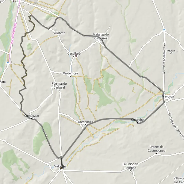 Map miniature of "Lush Landscapes Road Ride" cycling inspiration in Castilla y León, Spain. Generated by Tarmacs.app cycling route planner