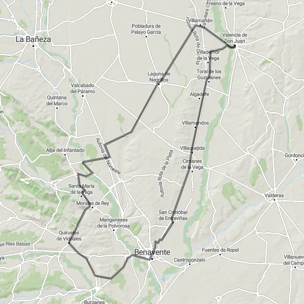 Miniatuurkaart van de fietsinspiratie "Ontdek de Schatten van Zamora" in Castilla y León, Spain. Gemaakt door de Tarmacs.app fietsrouteplanner