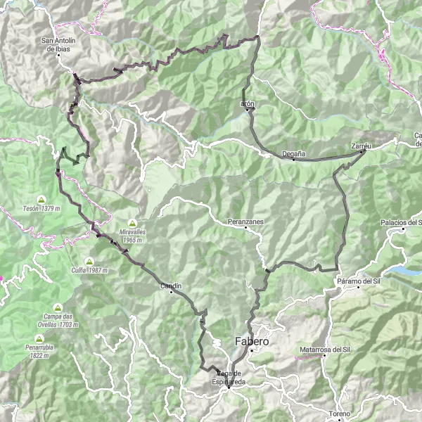 Miniatura mapy "Trasa wokół Candín i Folgueiras de Boiro" - trasy rowerowej w Castilla y León, Spain. Wygenerowane przez planer tras rowerowych Tarmacs.app