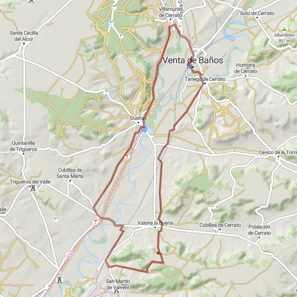 Map miniature of "Gravel Journey" cycling inspiration in Castilla y León, Spain. Generated by Tarmacs.app cycling route planner