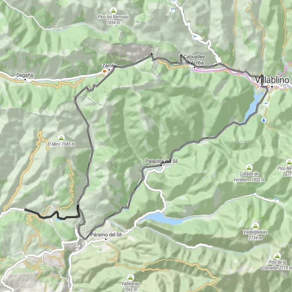 Miniatua del mapa de inspiración ciclista "Ruta de Villablino" en Castilla y León, Spain. Generado por Tarmacs.app planificador de rutas ciclistas