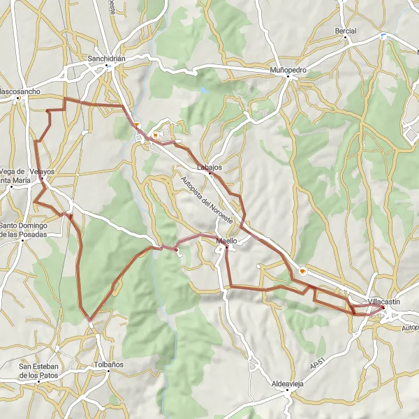 Miniatura mapy "Trasa rowerowa Villacastín - Labajos" - trasy rowerowej w Castilla y León, Spain. Wygenerowane przez planer tras rowerowych Tarmacs.app