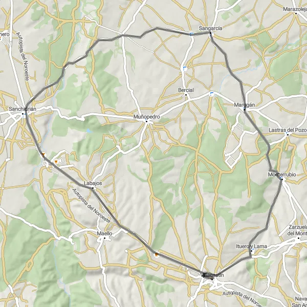 Miniatua del mapa de inspiración ciclista "Ruta de Labajos" en Castilla y León, Spain. Generado por Tarmacs.app planificador de rutas ciclistas