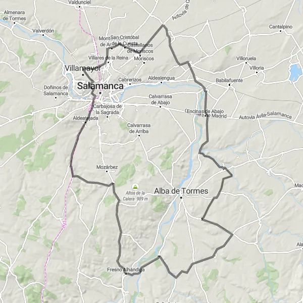 Miniatura mapy "Trasa wokół Villamayor - Road Cycling" - trasy rowerowej w Castilla y León, Spain. Wygenerowane przez planer tras rowerowych Tarmacs.app