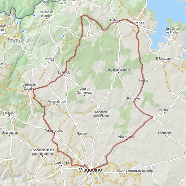 Map miniature of "Exploring Gravel Trails" cycling inspiration in Castilla y León, Spain. Generated by Tarmacs.app cycling route planner