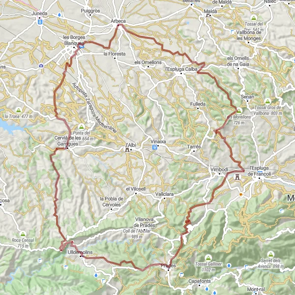 Karten-Miniaturansicht der Radinspiration "Abenteuer im Priorat" in Cataluña, Spain. Erstellt vom Tarmacs.app-Routenplaner für Radtouren