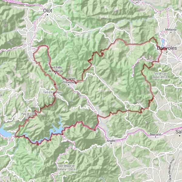 Miniaturní mapa "Ultimate Gravel Cycling Challenge" inspirace pro cyklisty v oblasti Cataluña, Spain. Vytvořeno pomocí plánovače tras Tarmacs.app