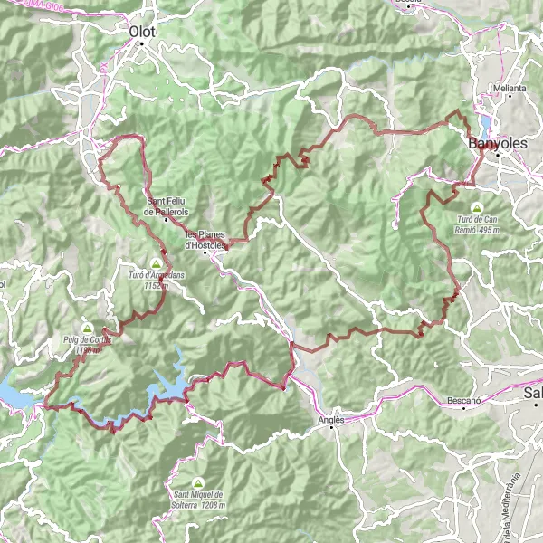 Miniatuurkaart van de fietsinspiratie "Gravelroute door de Catalaanse Pyreneeën" in Cataluña, Spain. Gemaakt door de Tarmacs.app fietsrouteplanner