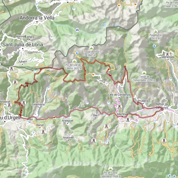 Miniatura della mappa di ispirazione al ciclismo "Itinerario via spartiacque Cerdanya" nella regione di Cataluña, Spain. Generata da Tarmacs.app, pianificatore di rotte ciclistiche