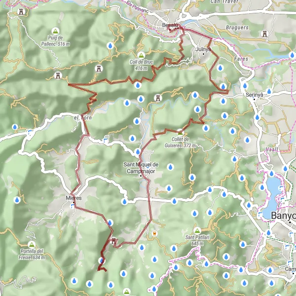 Miniatua del mapa de inspiración ciclista "Ruta de Gravel Besalú - Sant Fruitós d'Ossinyà" en Cataluña, Spain. Generado por Tarmacs.app planificador de rutas ciclistas