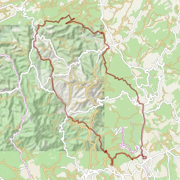 Miniatura della mappa di ispirazione al ciclismo "Monti del Vallès Escursione in Gravel" nella regione di Cataluña, Spain. Generata da Tarmacs.app, pianificatore di rotte ciclistiche