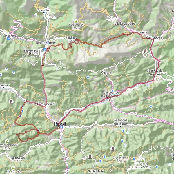 Miniature de la carte de l'inspiration cycliste "Itinéraire de Puigsac" dans la Cataluña, Spain. Générée par le planificateur d'itinéraire cycliste Tarmacs.app