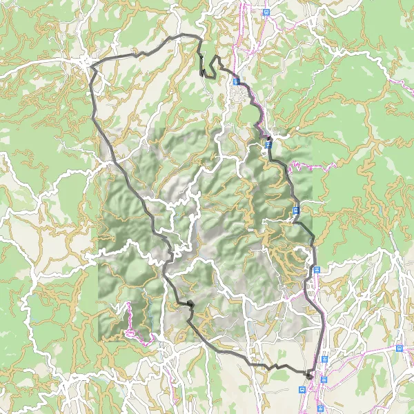 Karten-Miniaturansicht der Radinspiration "Über Hügel und Täler von Canovelles nach Figaró" in Cataluña, Spain. Erstellt vom Tarmacs.app-Routenplaner für Radtouren