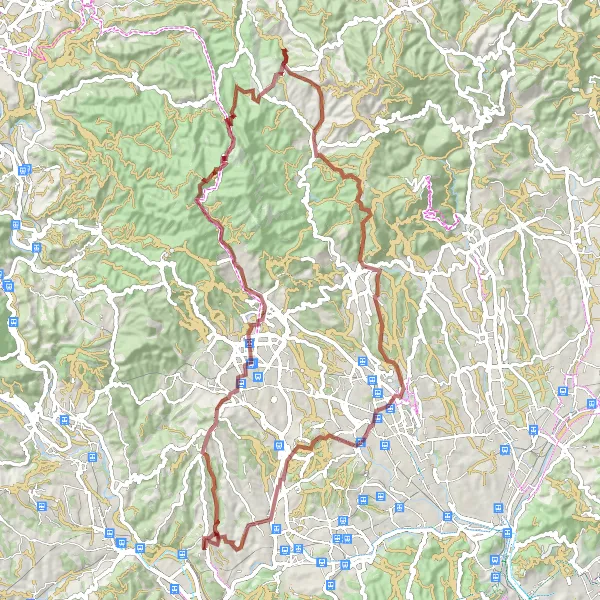 Miniatura della mappa di ispirazione al ciclismo "Tour in Gravel da Castellbisbal a Sant Llorenç Savall" nella regione di Cataluña, Spain. Generata da Tarmacs.app, pianificatore di rotte ciclistiche