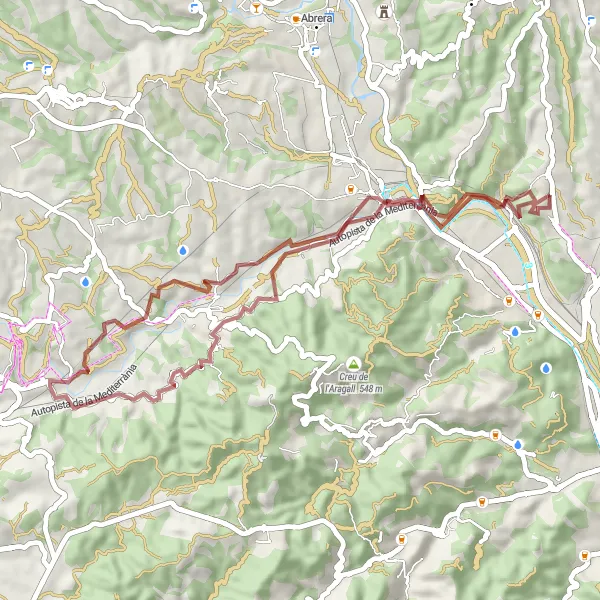 Miniatura della mappa di ispirazione al ciclismo "In esplorazione di Gelida in bici" nella regione di Cataluña, Spain. Generata da Tarmacs.app, pianificatore di rotte ciclistiche