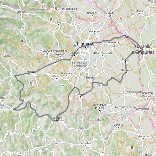 Map miniature of "Road to Vilafant" cycling inspiration in Cataluña, Spain. Generated by Tarmacs.app cycling route planner