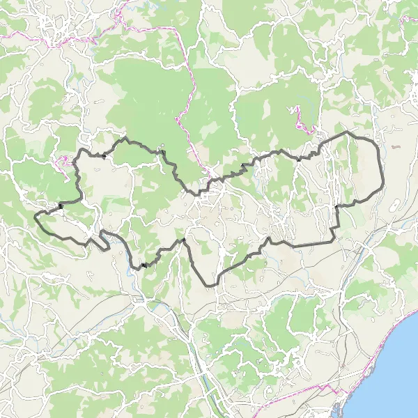 Miniatua del mapa de inspiración ciclista "Travesía en carretera por Castell de Collbató y más" en Cataluña, Spain. Generado por Tarmacs.app planificador de rutas ciclistas