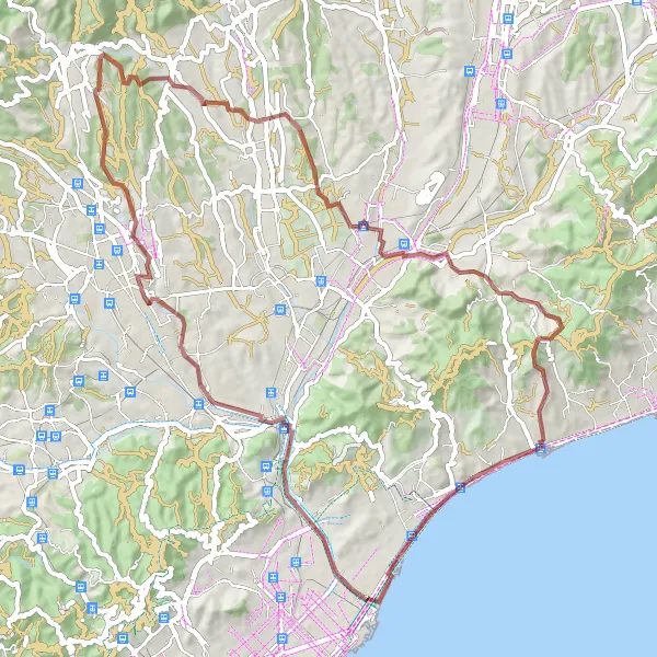 Miniatua del mapa de inspiración ciclista "Ruta del Turó de Montgat" en Cataluña, Spain. Generado por Tarmacs.app planificador de rutas ciclistas