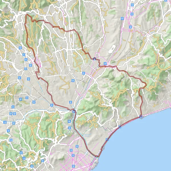 Miniatuurkaart van de fietsinspiratie "Verkenning van Torre del Canonge en Montornès del Vallès" in Cataluña, Spain. Gemaakt door de Tarmacs.app fietsrouteplanner