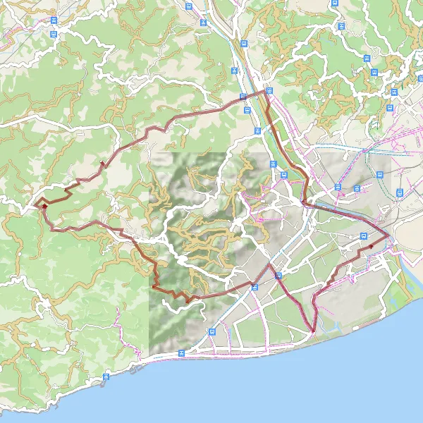 Miniatuurkaart van de fietsinspiratie "Gravelroute door de natuur van Catalonië" in Cataluña, Spain. Gemaakt door de Tarmacs.app fietsrouteplanner